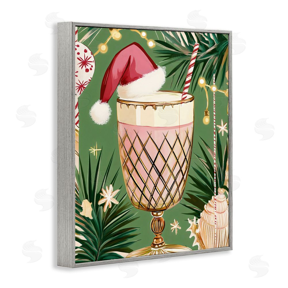 Franklyn Gregory Festive Christmas Cocktail Gray Framed Giclee Wall Art Print