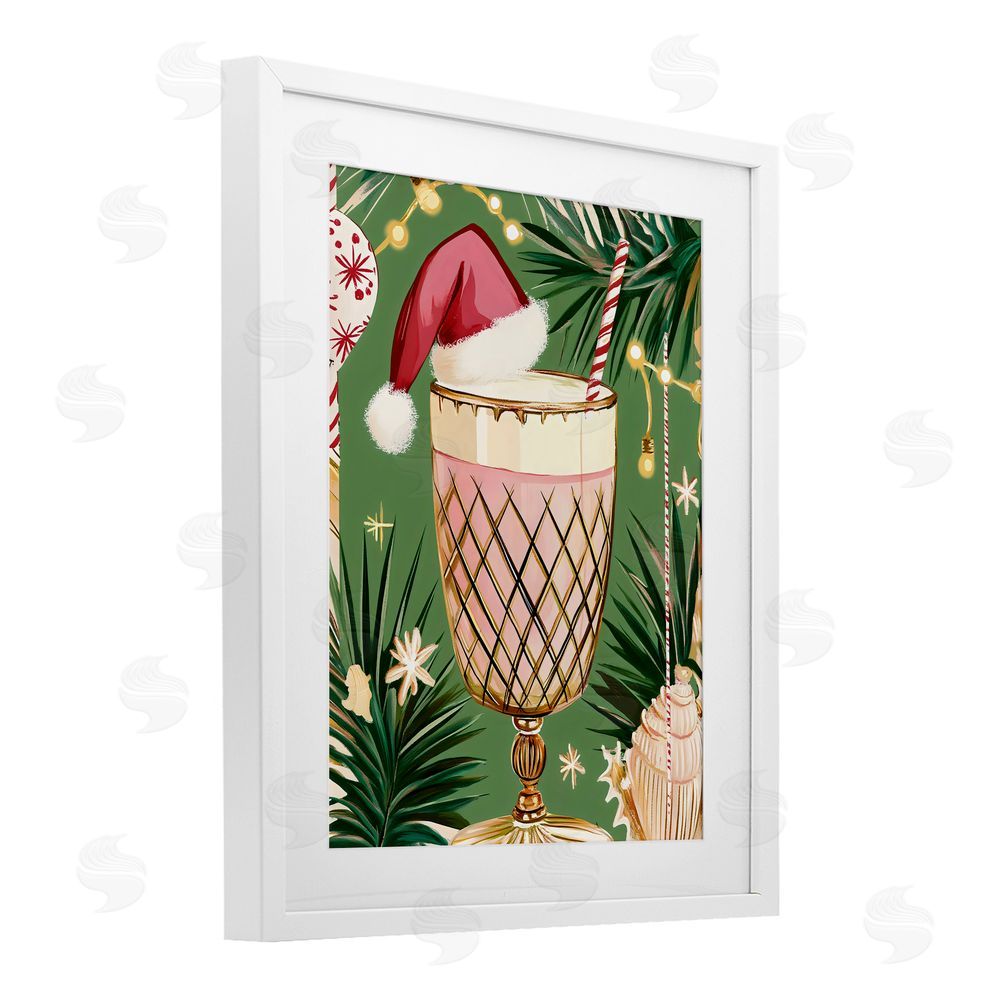 Franklyn Gregory Festive Christmas Cocktail White Framed Print Under Glass with Mat Wall Art