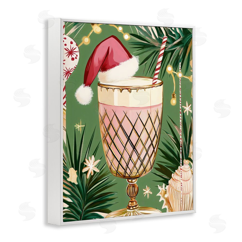 Franklyn Gregory Festive Christmas Cocktail White Framed Giclee Wall Art Print
