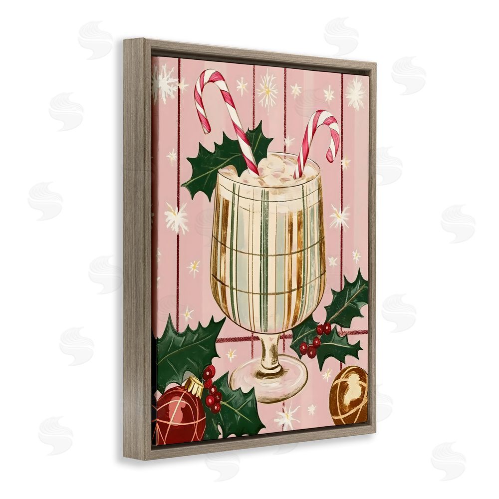 Franklyn Gregory Pastel Christmas Cocktail Brown Floating Frame Canvas Wall Art Print