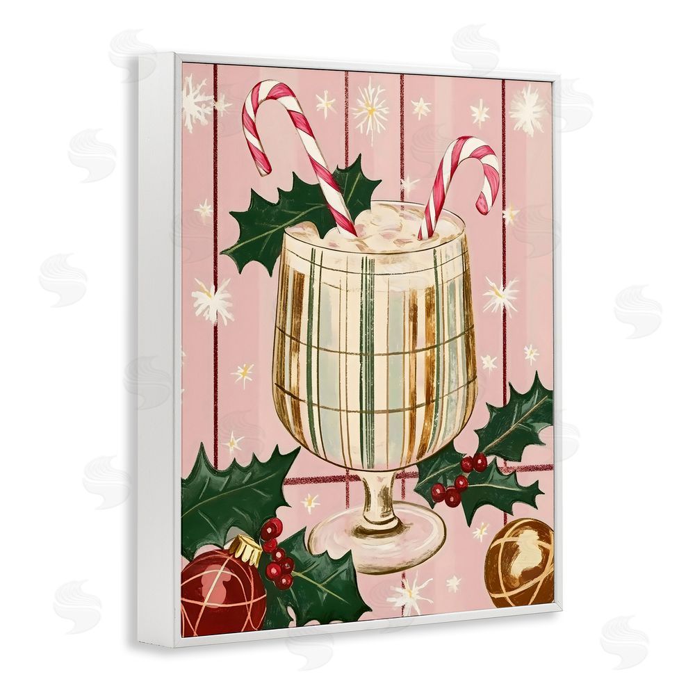 Franklyn Gregory Pastel Christmas Cocktail White Framed Giclee Wall Art Print