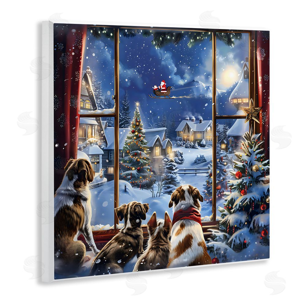 Creative Studio Dogs Watching Santa on Christmas Wall Plaque Art Print