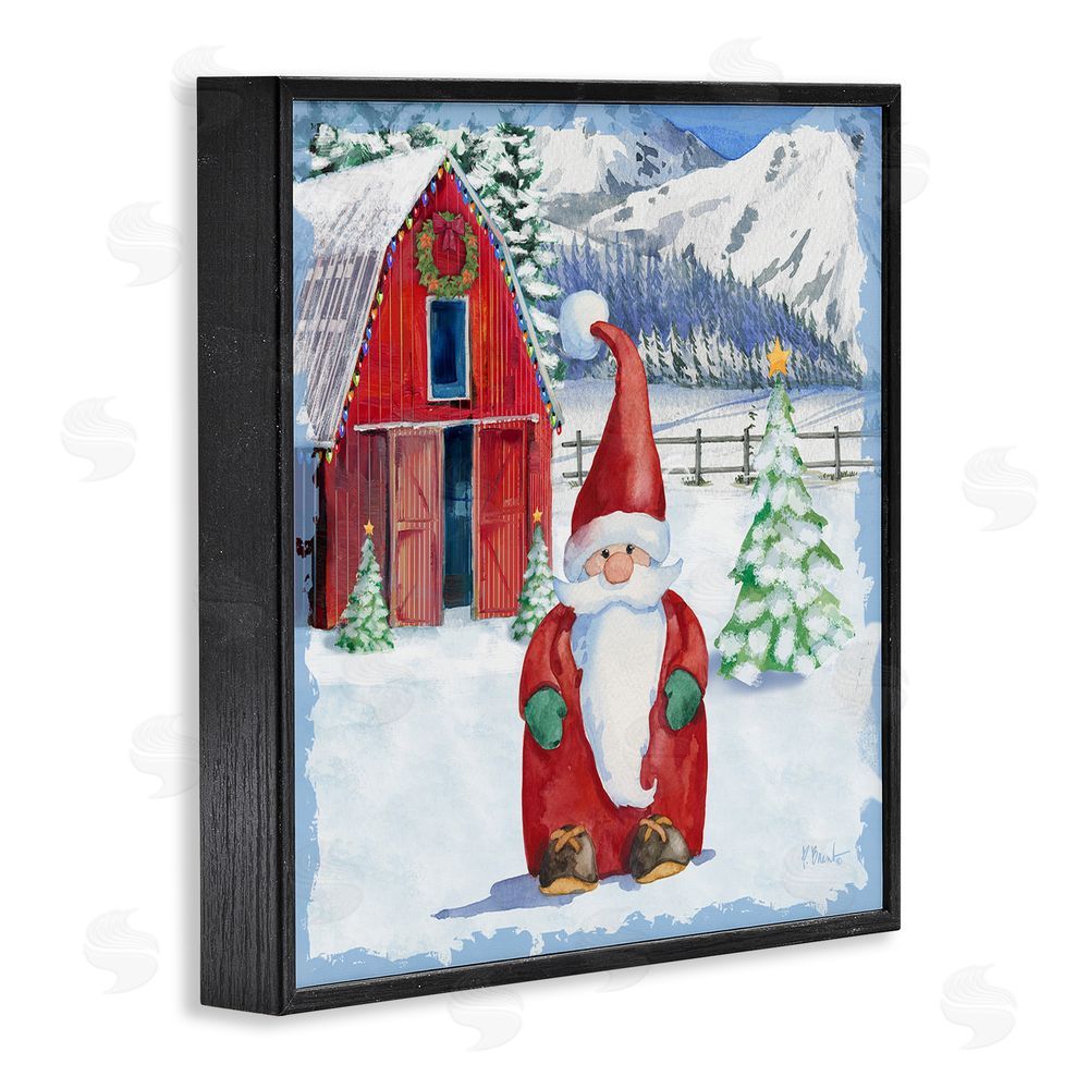 Paul Brent Frosty Barn Gnome Black Framed Giclee Wall Art Print