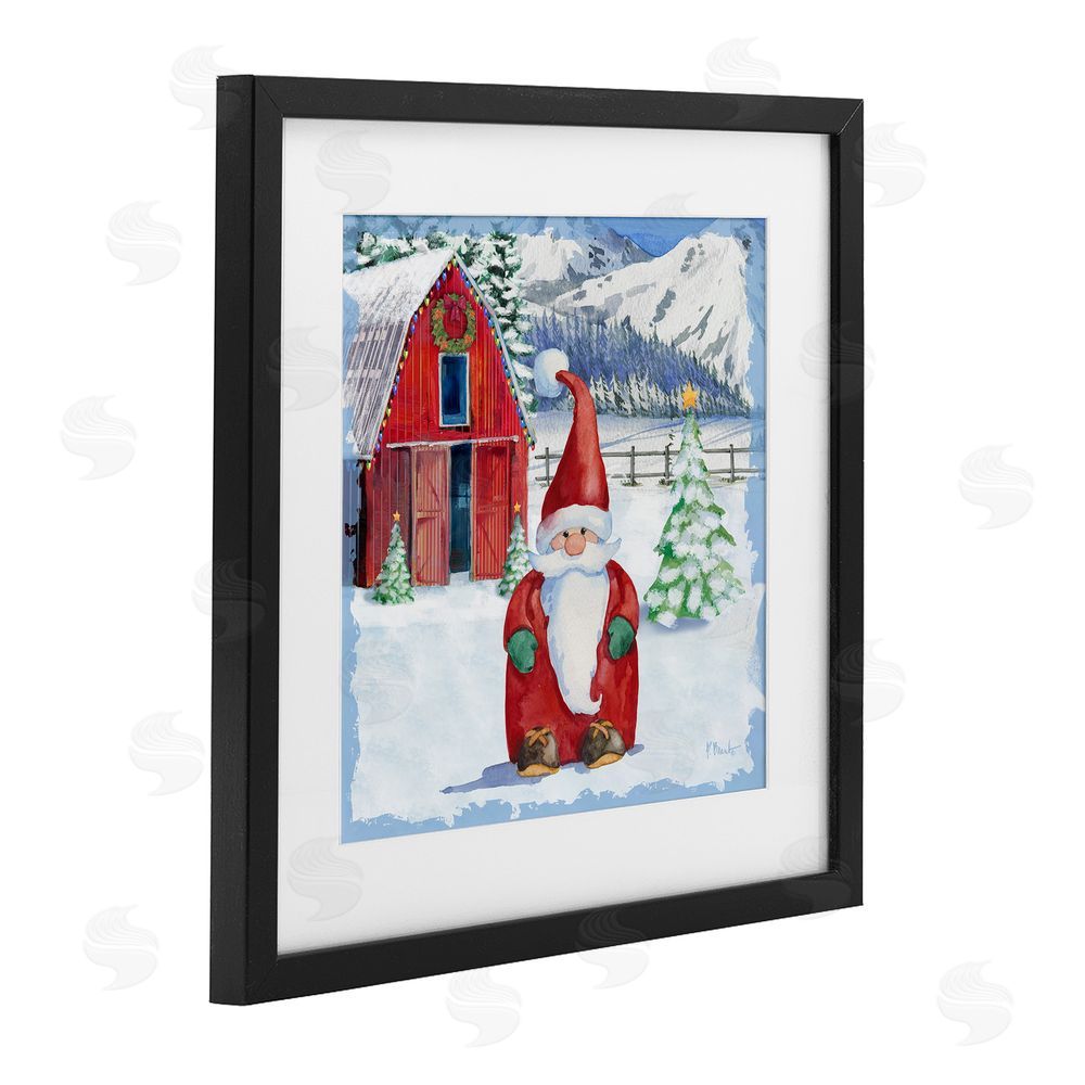 Paul Brent Frosty Barn Gnome Black Framed Print Under Glass with White Mat Wall Art