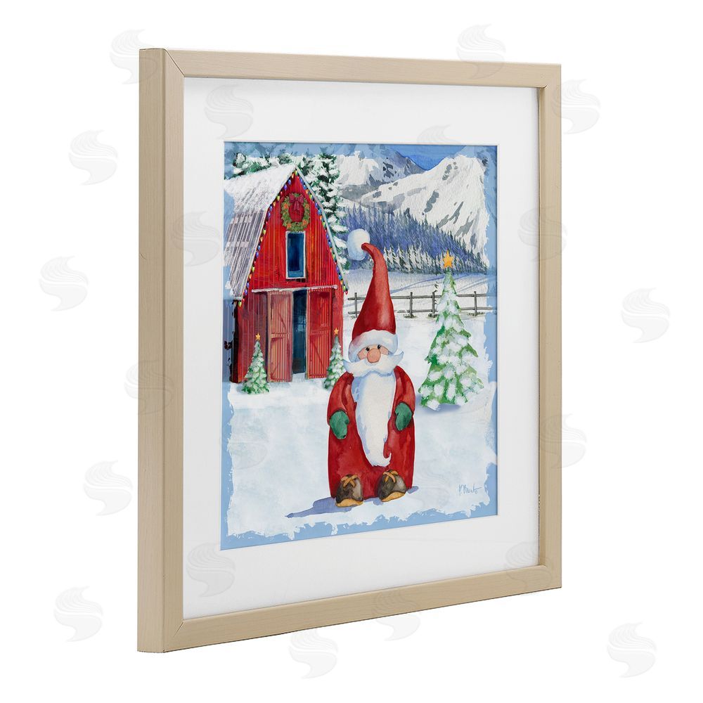Paul Brent Frosty Barn Gnome Birch Framed Print Under Glass with White Mat Wall Art
