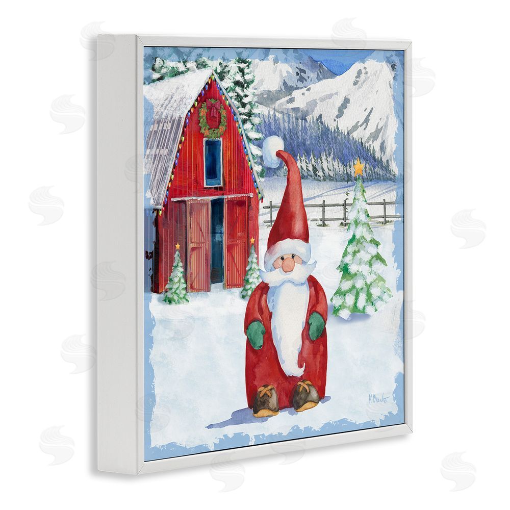 Paul Brent Frosty Barn Gnome White Framed Giclee Wall Art Print