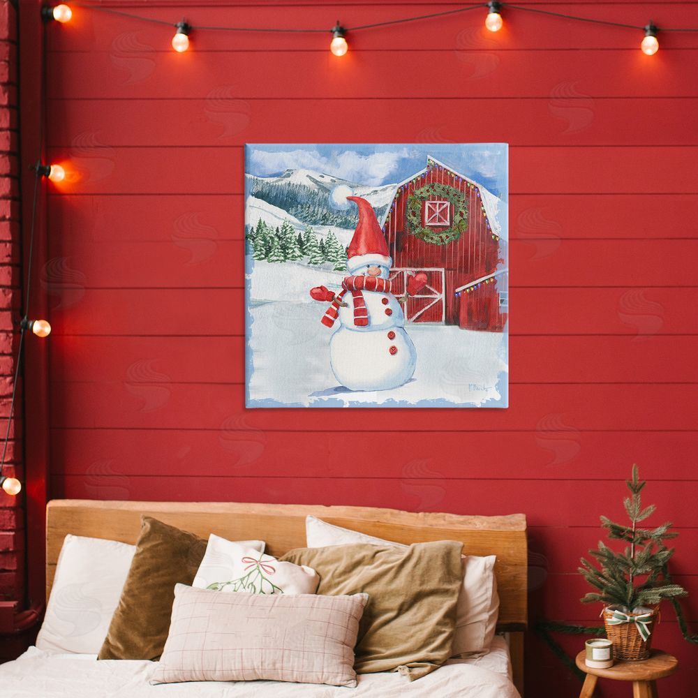 Paul Brent Frosty Barn Snowman Canvas Art on Wall