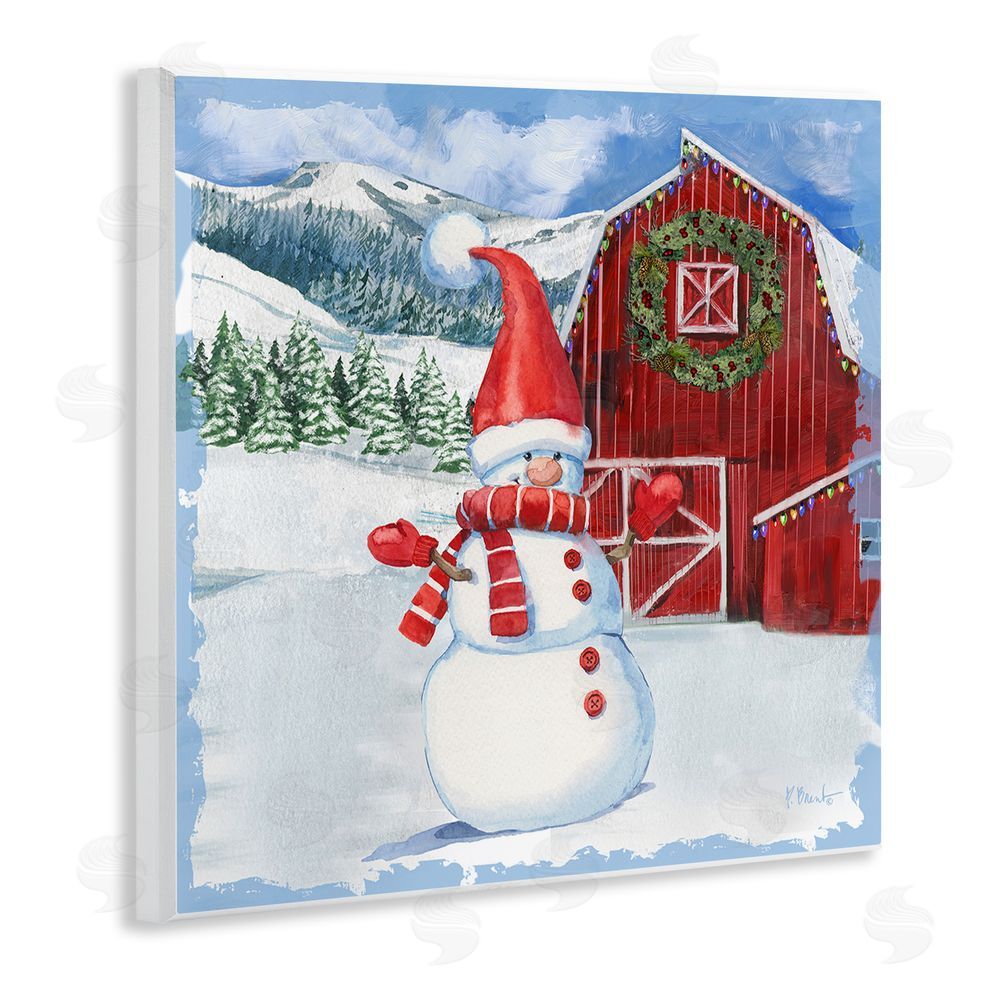 Paul Brent Frosty Barn Snowman Wall Plaque Art Print