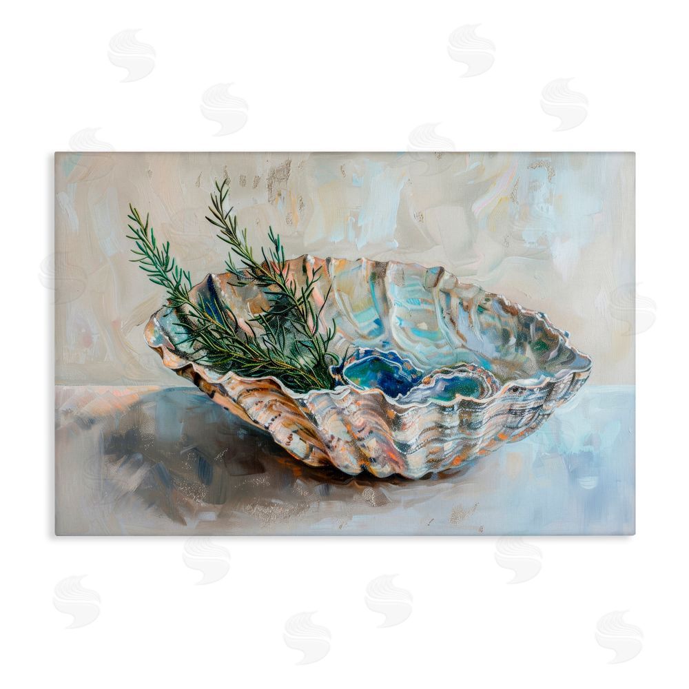 Petal Prints Design Coastal Christmas Shell & Fir Canvas Wall Art Print
