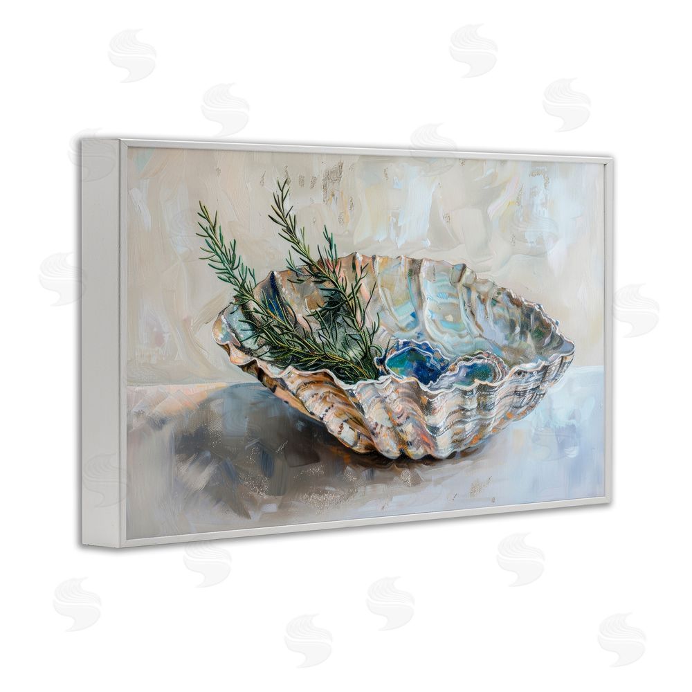 Petal Prints Design Coastal Christmas Shell & Fir White Framed Giclee Wall Art Print