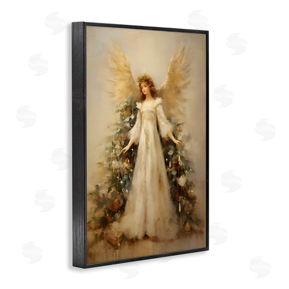 Petal Prints Design Ethereal Holiday Angel Black Framed Giclee Wall Art Print