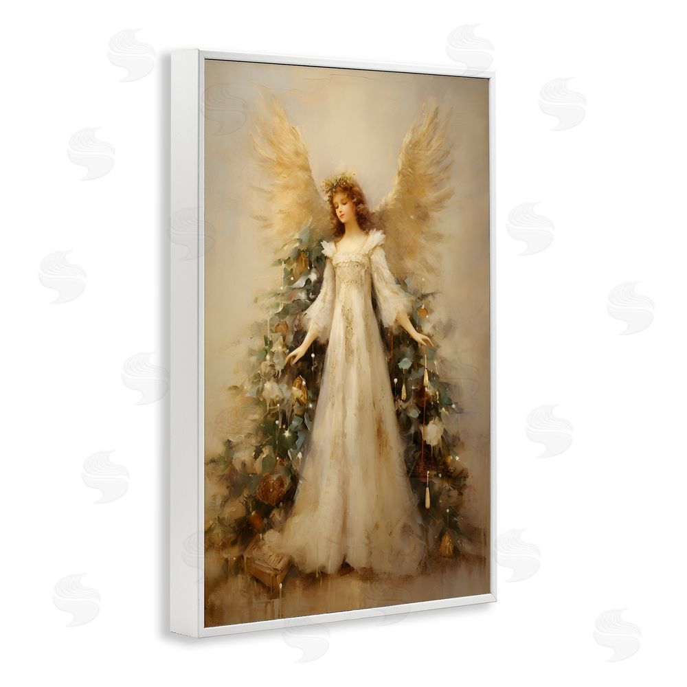 Petal Prints Design Ethereal Holiday Angel White Framed Giclee Wall Art Print