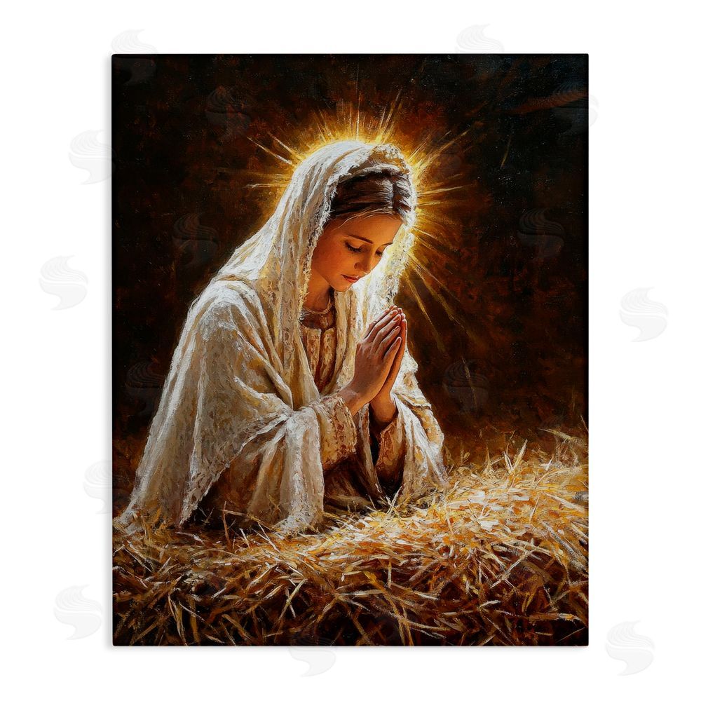 Petal Prints Design Holy Mary Prayer Canvas Wall Art Print