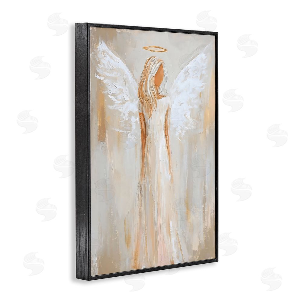 Petal Prints Design Guardian Angel Portrait Black Framed Giclee Wall Art Print