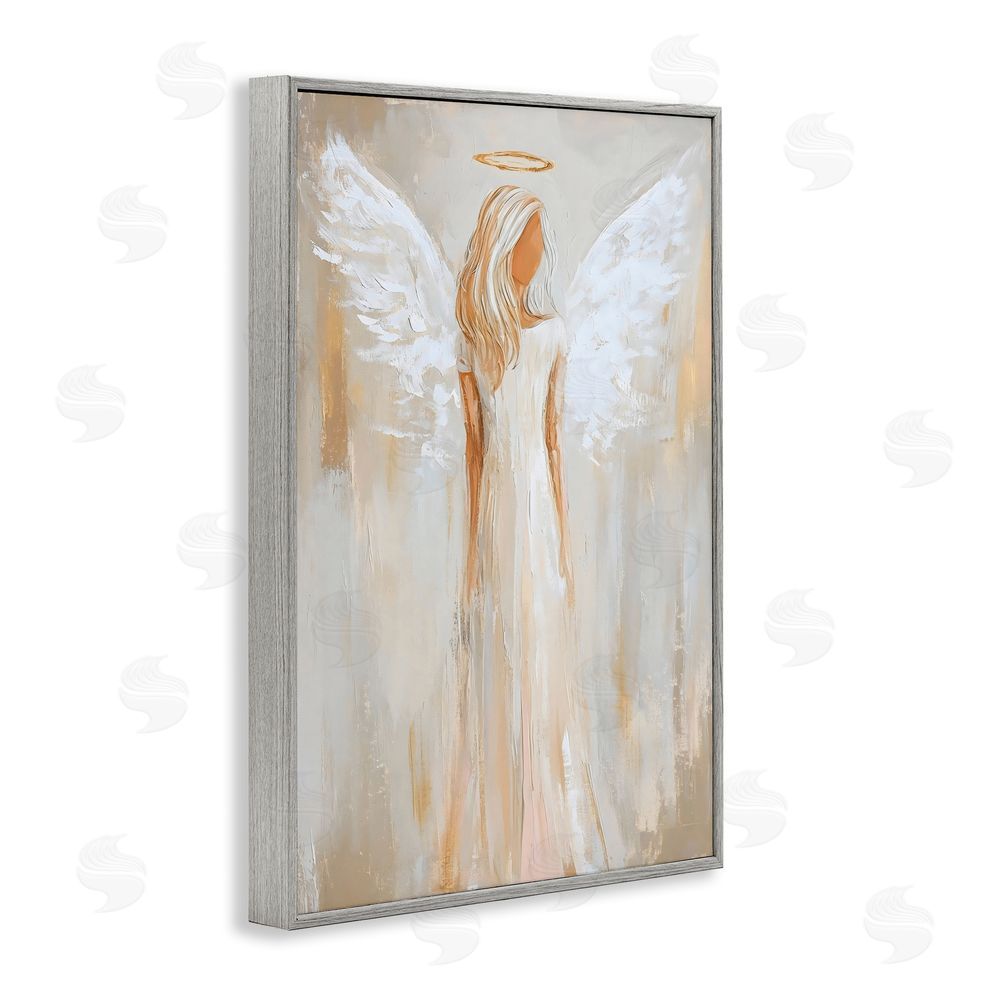 Petal Prints Design Guardian Angel Portrait Gray Framed Giclee Wall Art Print