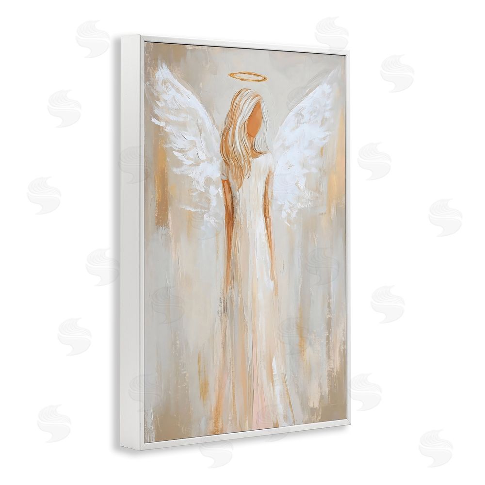 Petal Prints Design Guardian Angel Portrait White Framed Giclee Wall Art Print