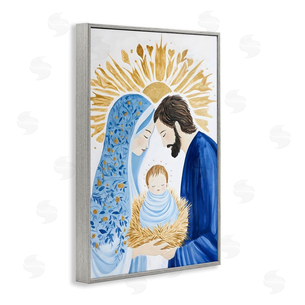 Petal Prints Design Newborn King Nativity Gray Framed Giclee Wall Art Print