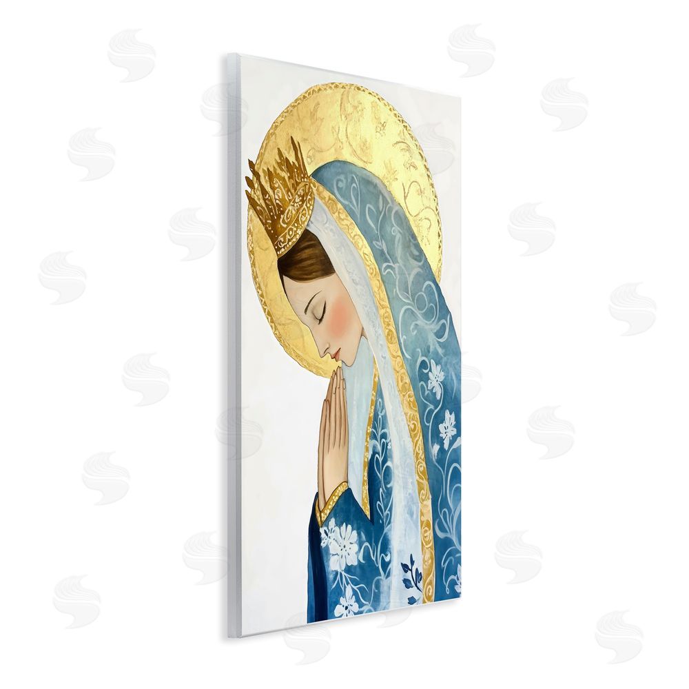 Petal Prints Design Mother Mary Religious Portrait Wall Plaque Art Print