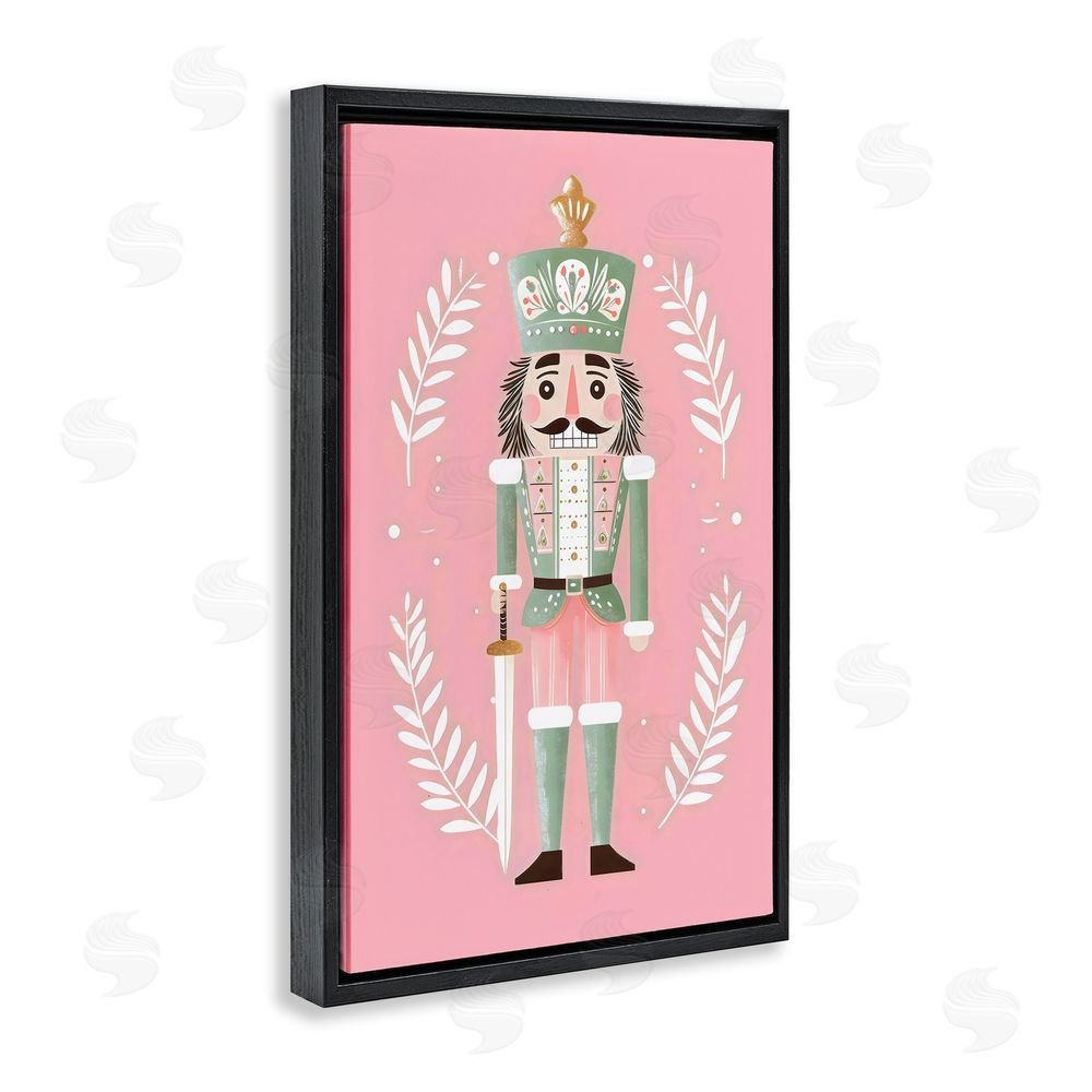 Petal Prints Design Nutcracker Suite in Pastel Pink Black Floating Frame Canvas Wall Art Print