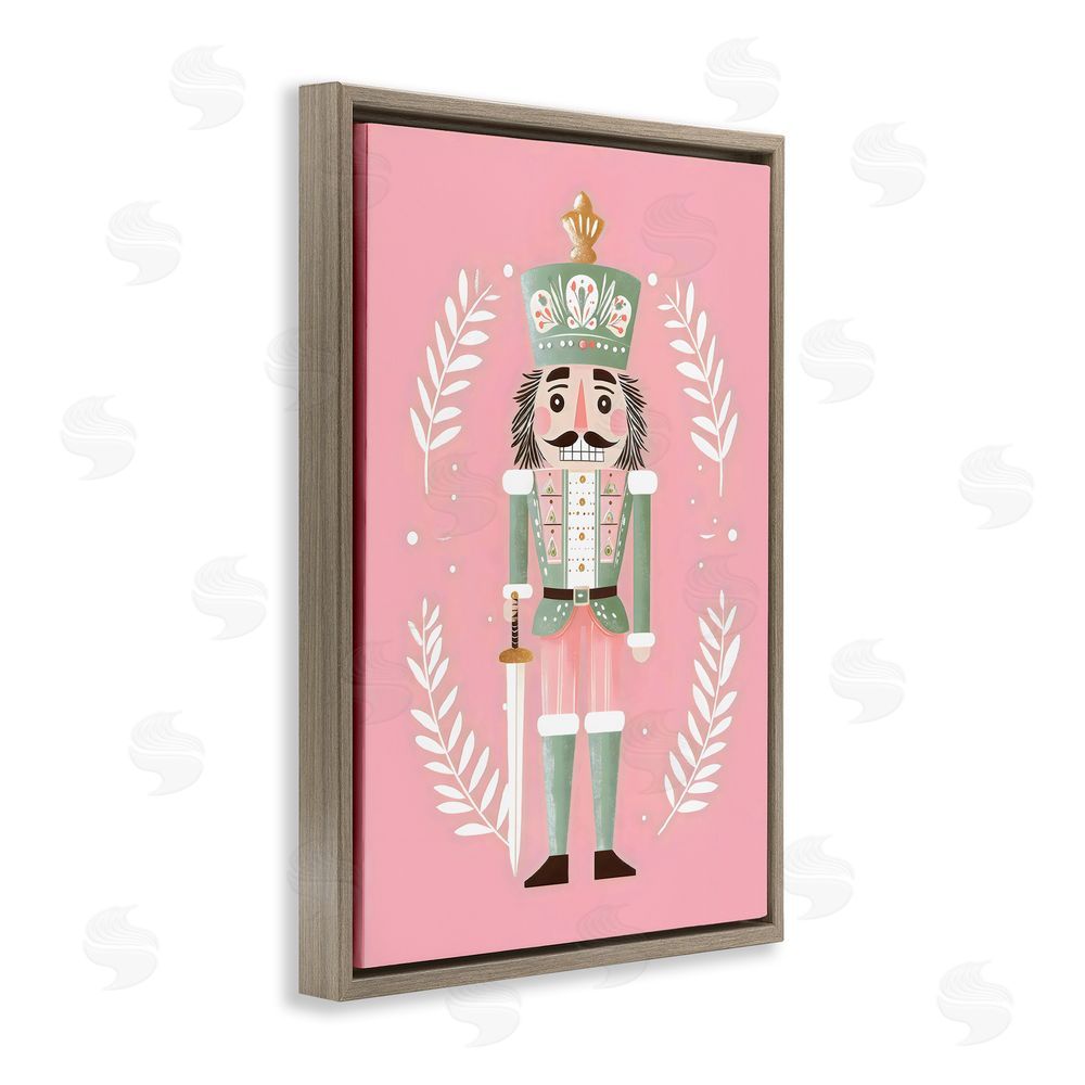 Petal Prints Design Nutcracker Suite in Pastel Pink Brown Floating Frame Canvas Wall Art Print