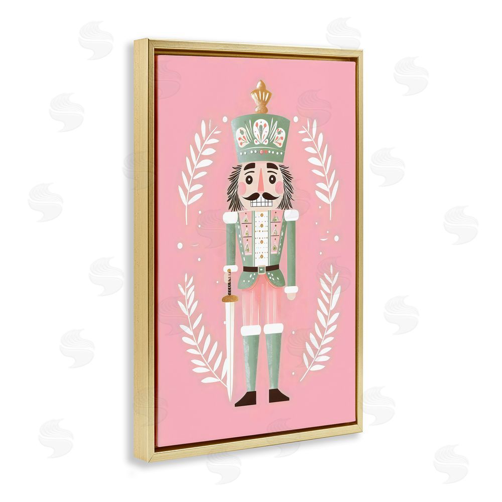 Petal Prints Design Nutcracker Suite in Pastel Pink Gold Floating Frame Canvas Wall Art Print