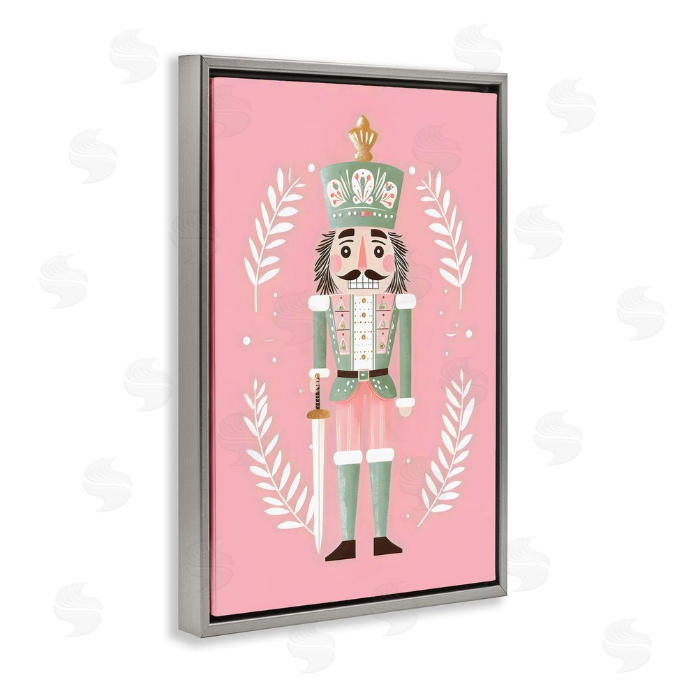 Petal Prints Design Nutcracker Suite in Pastel Pink Gray Floating Frame Canvas Wall Art Print