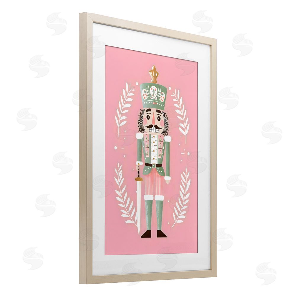Petal Prints Design Nutcracker Suite in Pastel Pink Birch Framed Print Under Glass with White Mat Wall Art
