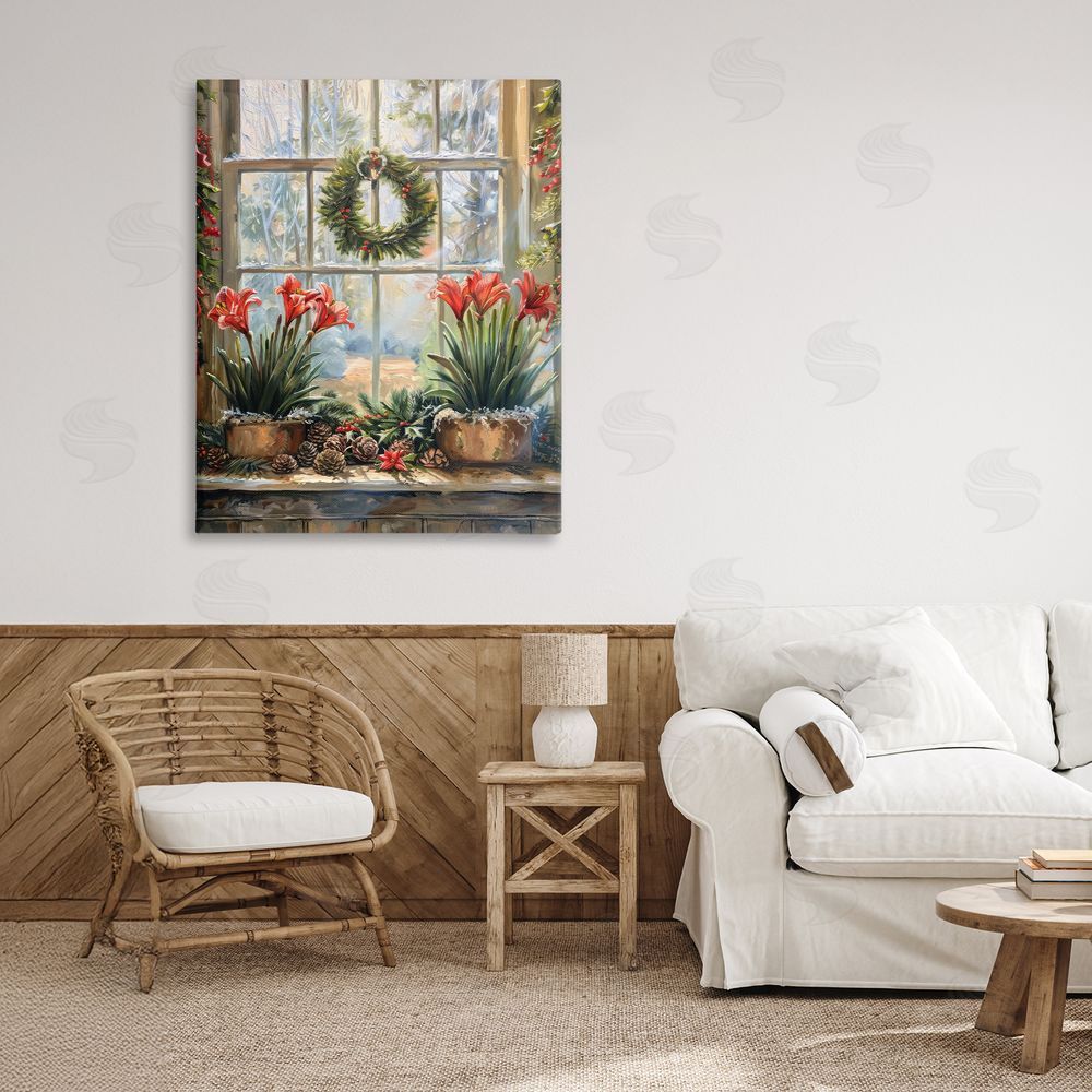 Petal Prints Design Planted Amaryllis Window View Canvas Art on Wall