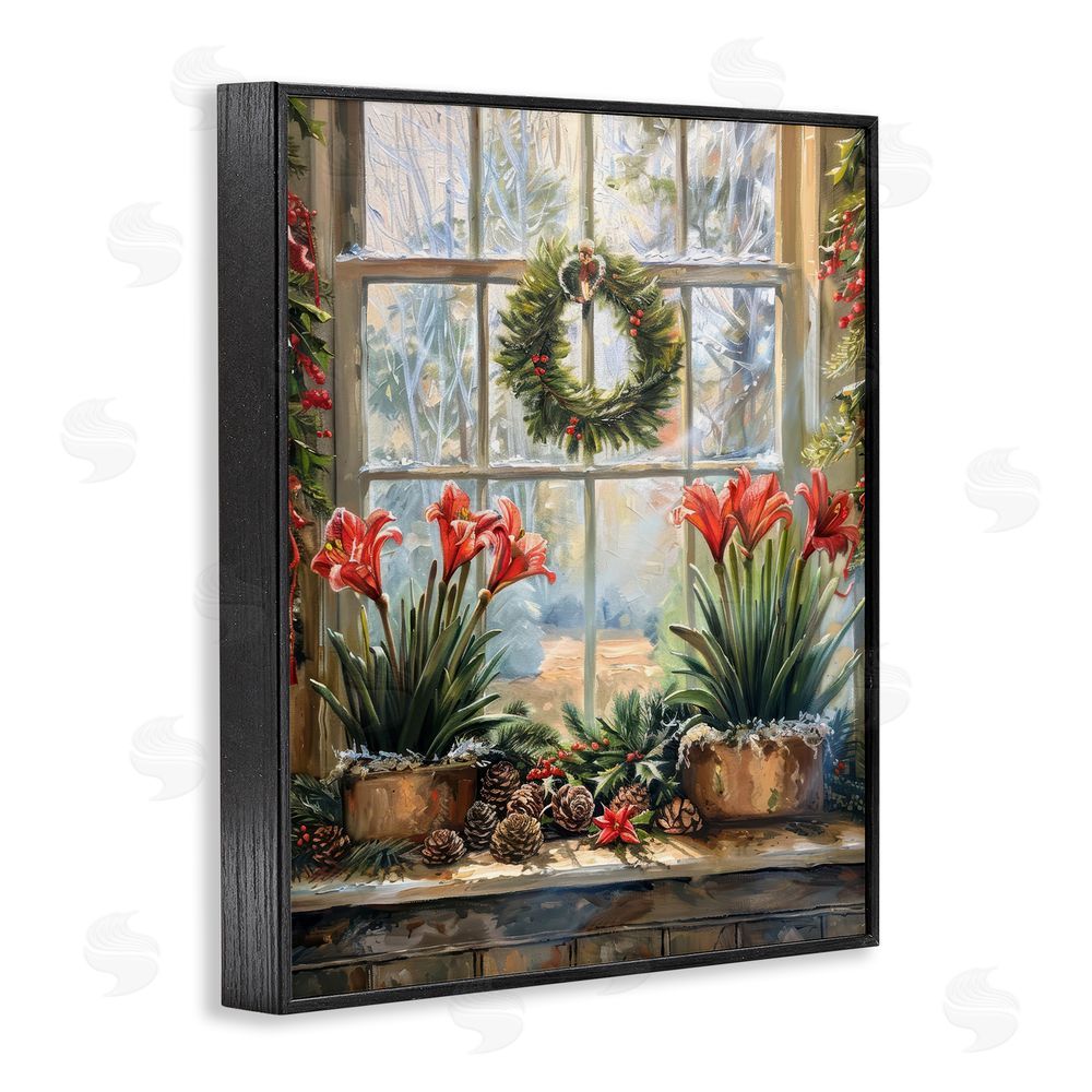 Petal Prints Design Planted Amaryllis Window View Black Framed Giclee Wall Art Print