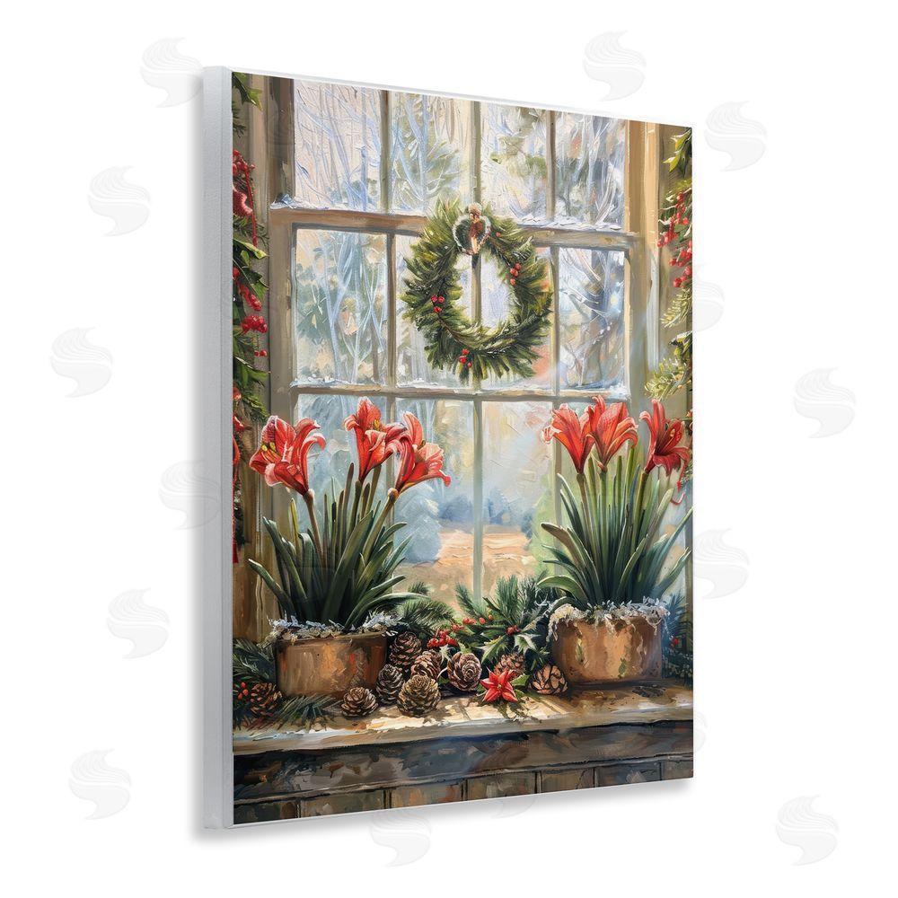 Petal Prints Design Planted Amaryllis Window View Wall Plaque Art Print