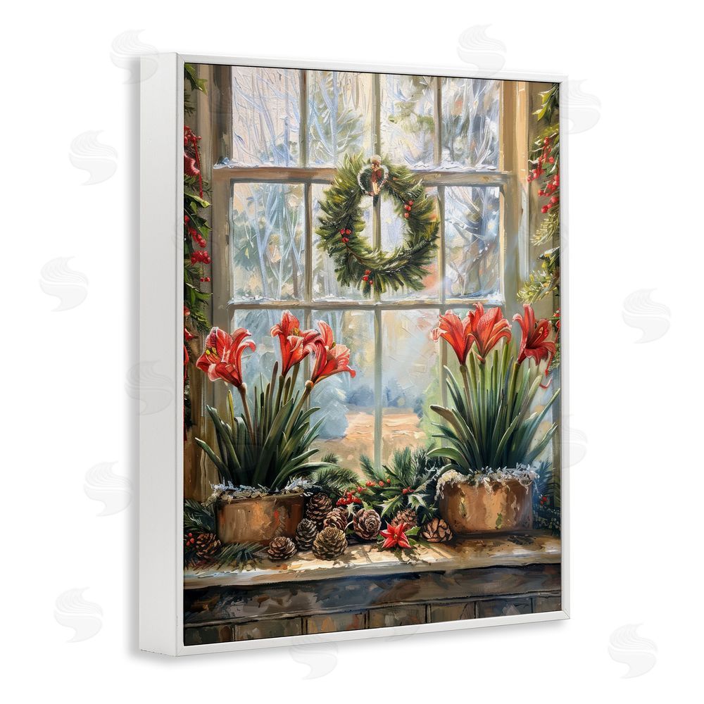 Petal Prints Design Planted Amaryllis Window View White Framed Giclee Wall Art Print