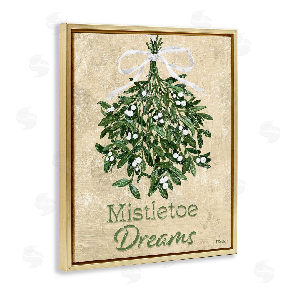 Paul Brent Mistletoe Dreams Rustic Gold Floating Frame Canvas Wall Art Print