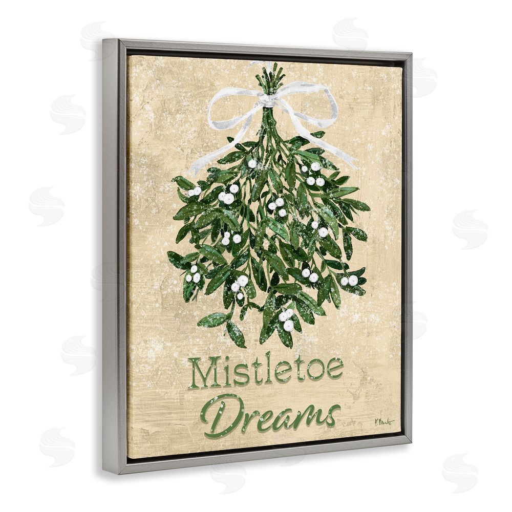 Paul Brent Mistletoe Dreams Rustic Gray Floating Frame Canvas Wall Art Print