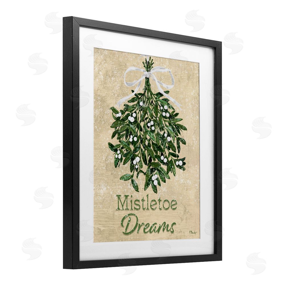 Paul Brent Mistletoe Dreams Rustic Black Framed Print Under Glass with White Mat Wall Art