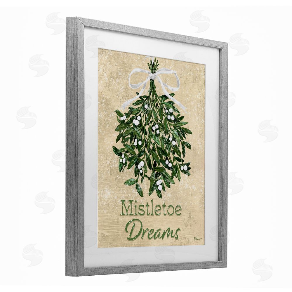 Paul Brent Mistletoe Dreams Rustic Gray Framed Print Under Glass with White Mat Wall Art
