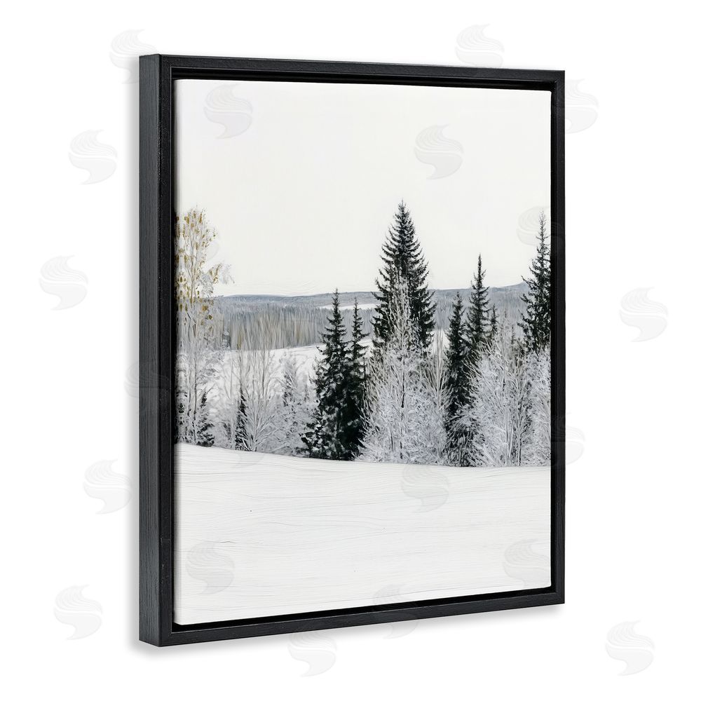 Arlington Prints Snowy Overlook Winter Landscape Black Floating Frame Canvas Wall Art Print