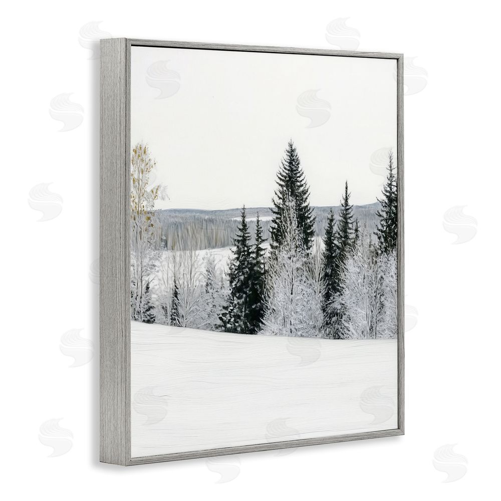 Arlington Prints Snowy Overlook Winter Landscape Gray Framed Giclee Wall Art Print