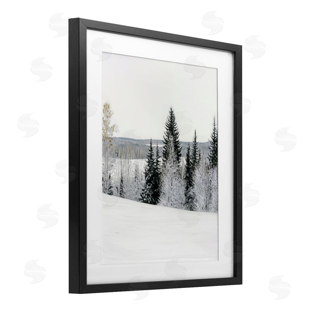Arlington Prints Snowy Overlook Winter Landscape Black Framed Print Under Glass with White Mat Wall Art