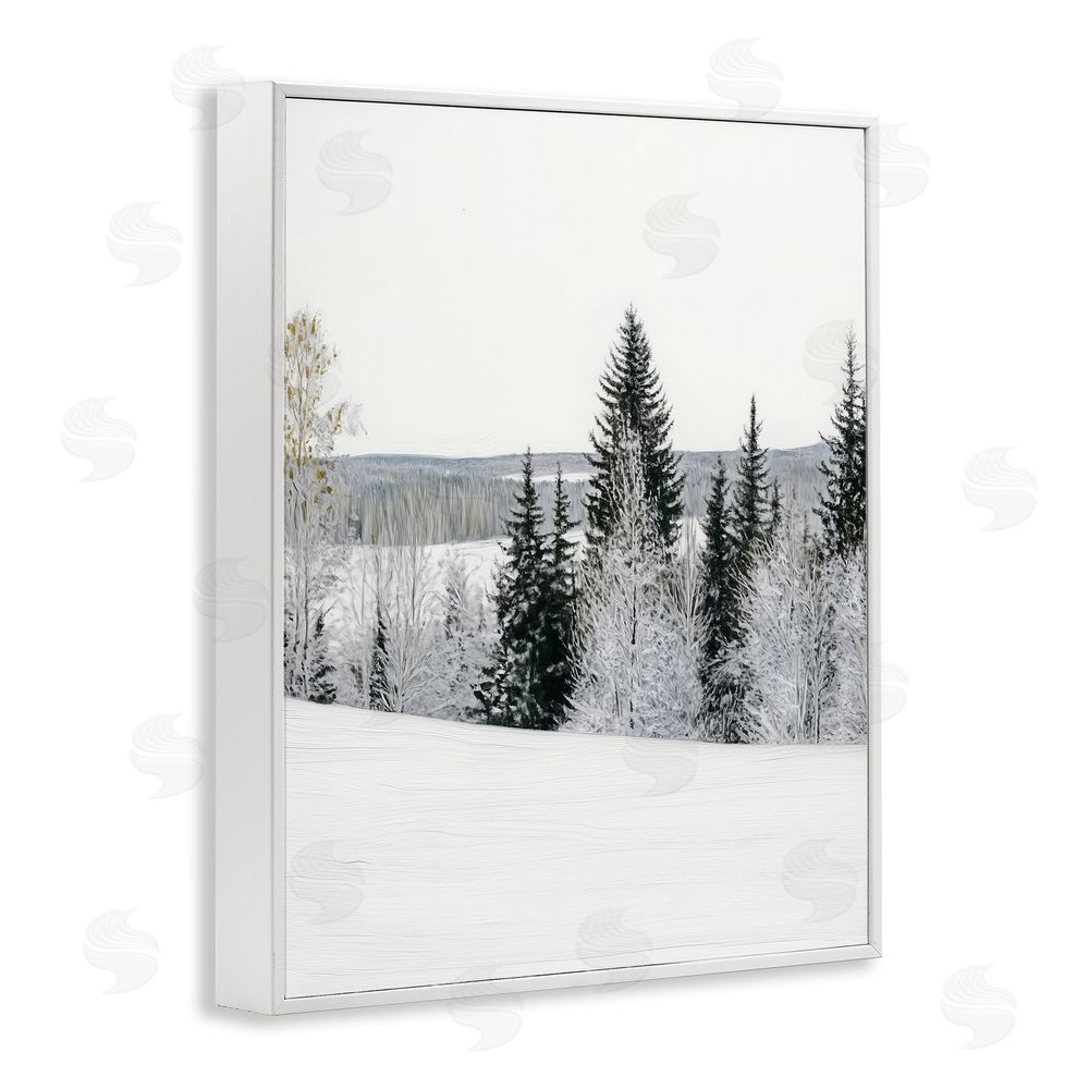 Arlington Prints Snowy Overlook Winter Landscape White Framed Giclee Wall Art Print