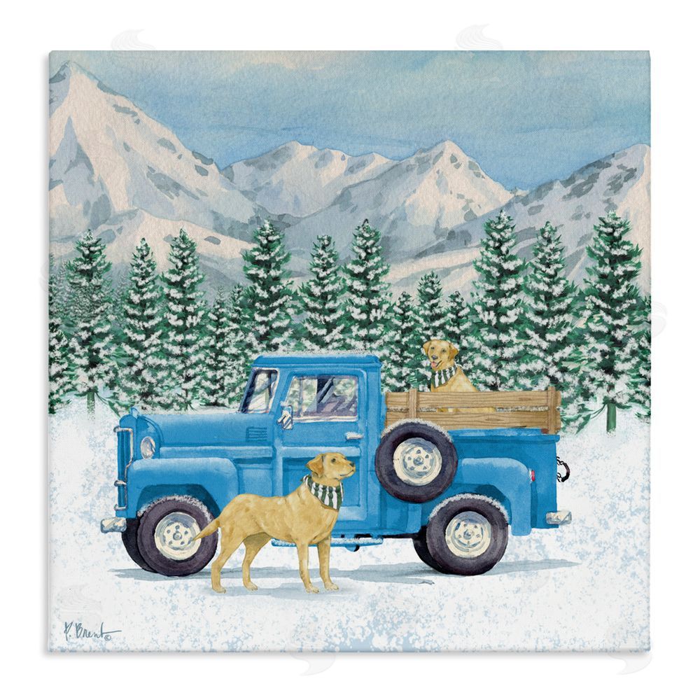 Paul Brent Winter Pups & Truck Canvas Wall Art Print