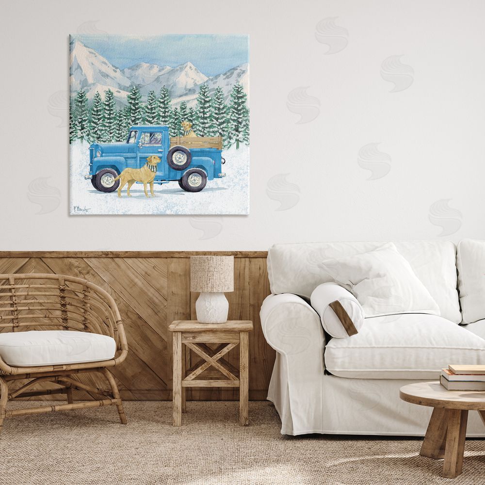 Paul Brent Winter Pups & Truck Canvas Art on Wall