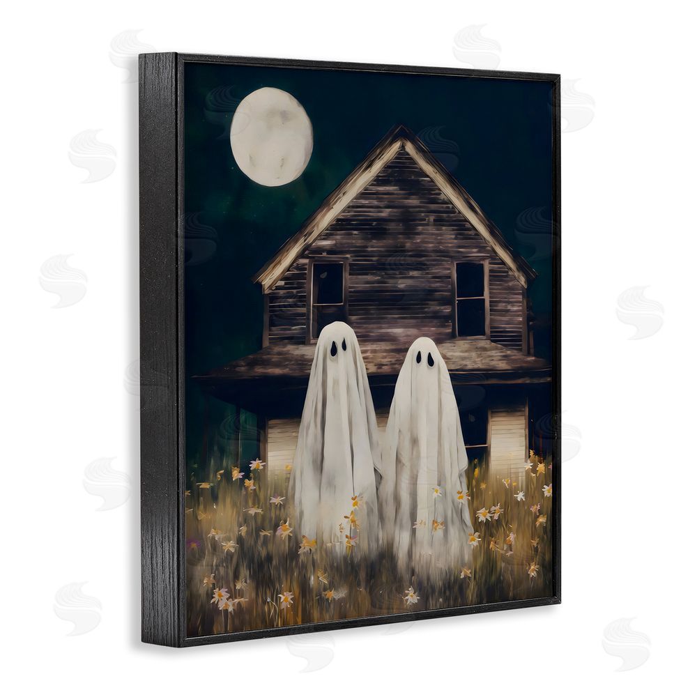 Arlington Prints Ghost And Haunted House Black Framed Giclee Wall Art Print