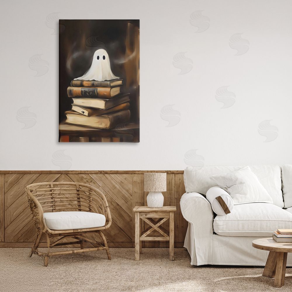 Arlington Prints Ghost on Book Stack  Canvas Art on Wall