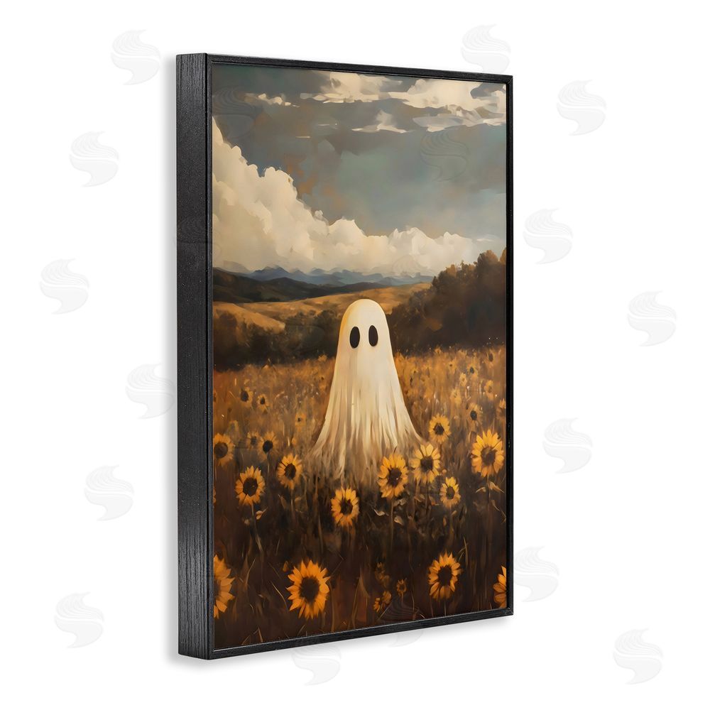 Arlington Prints Ghost In Sunflower Field Black Framed Giclee Wall Art Print