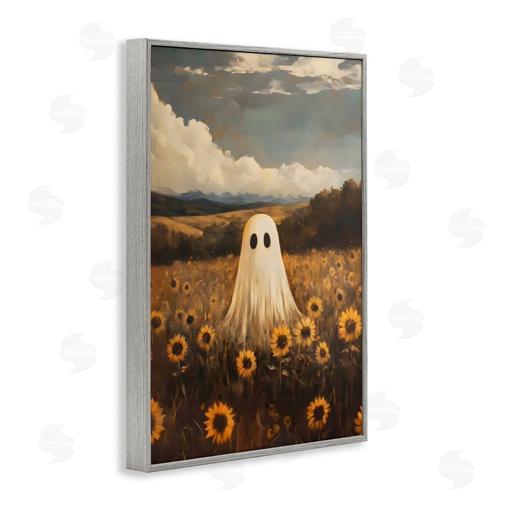 Arlington Prints Ghost In Sunflower Field Gray Framed Giclee Wall Art Print