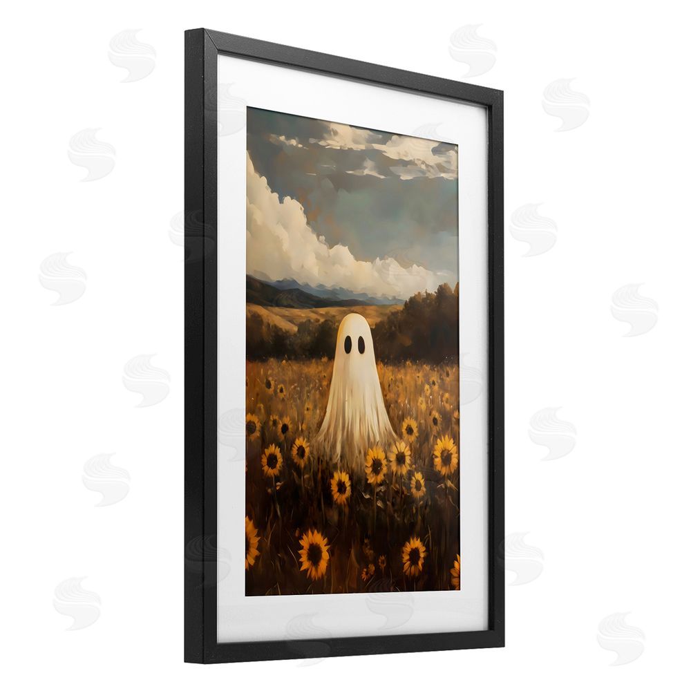 Arlington Prints Ghost In Sunflower Field Black Framed Print Under Glass with White Mat Wall Art