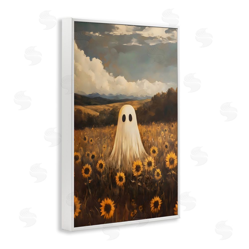 Arlington Prints Ghost In Sunflower Field White Framed Giclee Wall Art Print