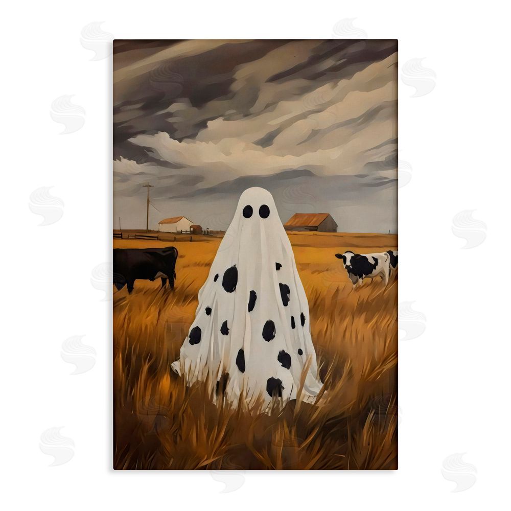 Arlington Prints Cow Ghost in Farmland Canvas Wall Art Print