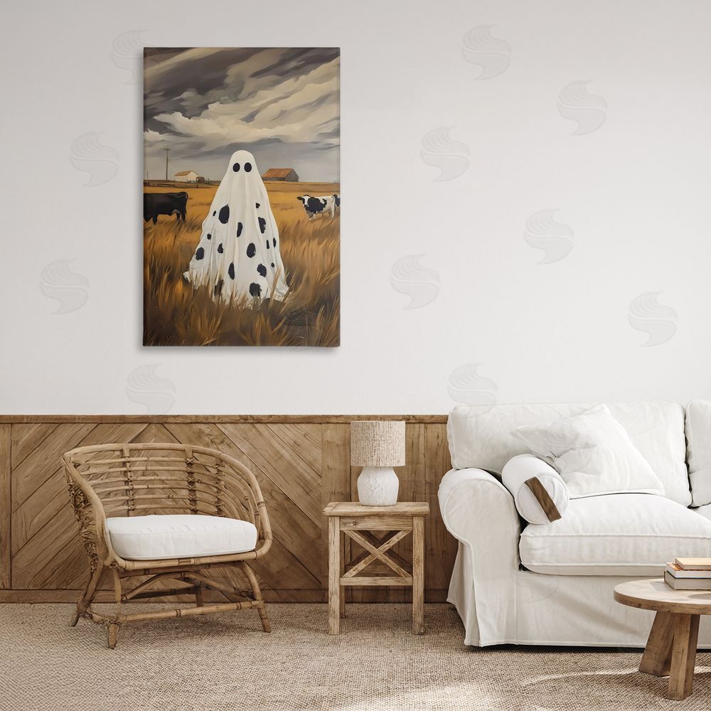 Arlington Prints Cow Ghost in Farmland Canvas Art on Wall