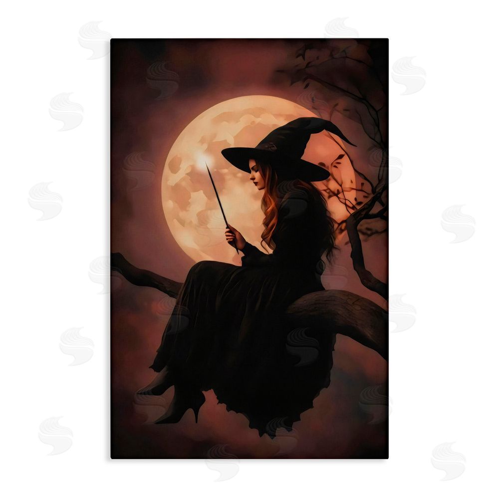 Arlington Prints Witch Casting Spell in Moonlight Canvas Wall Art Print